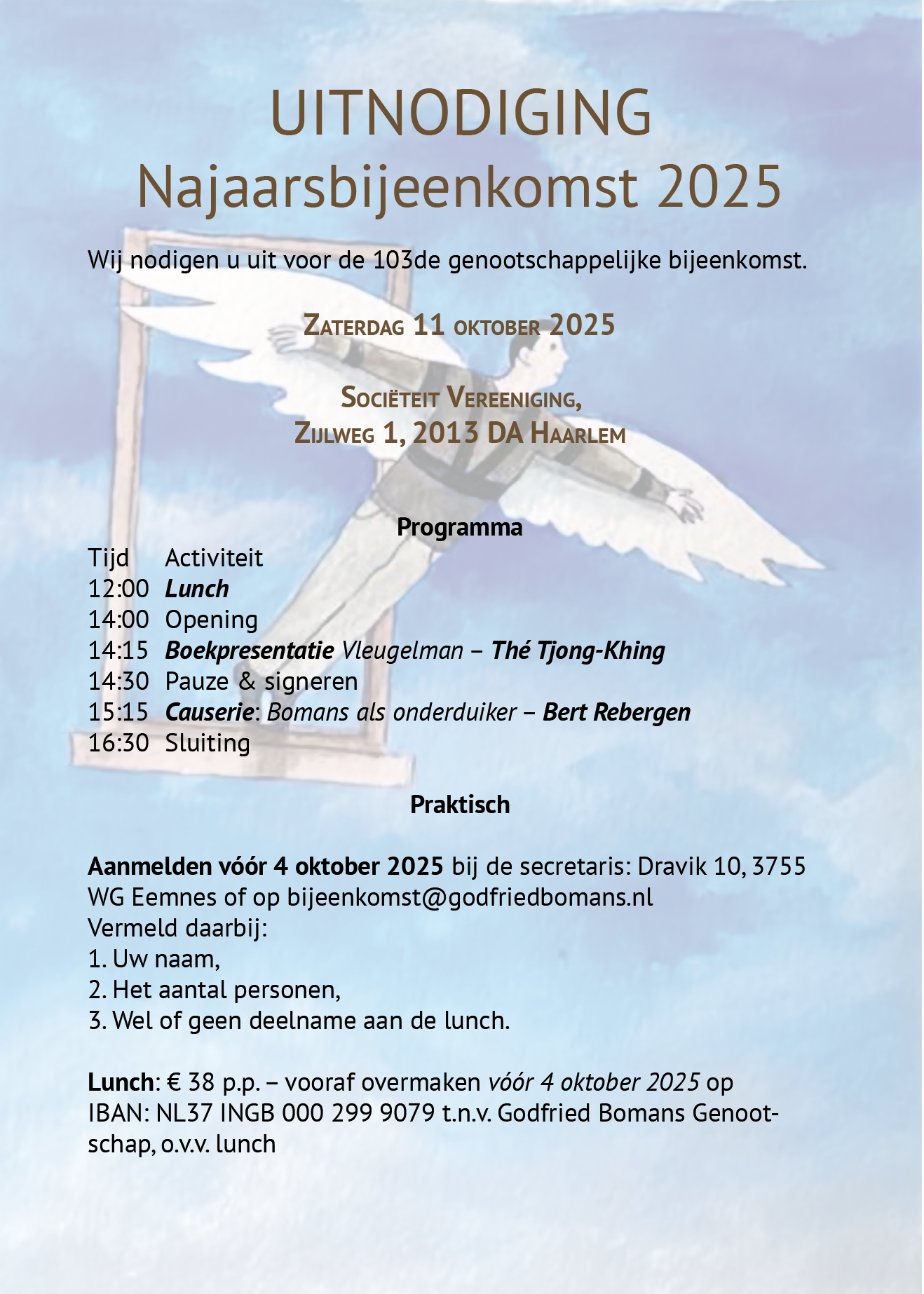 Uitnodiging najaarsbijeenkomst Godfried Bomans Genootschap 11 oktober 2025